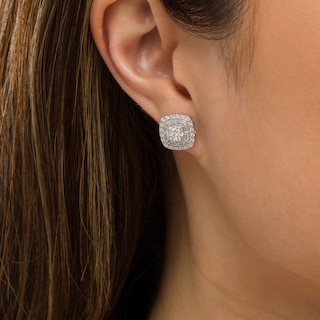 1.00 CT. T.W. Composite Cushion-Shaped Diamond Stud Earrings in 10K Gold|Peoples Jewellers
