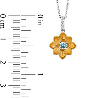 Enchanted Disney Jasmine Swiss Blue Topaz and Diamond Accent Flower Pendant in Sterling Silver and 10K Gold – 19"|Peoples Jewellers