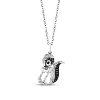 Disney Treasures Bambi 0.145 CT. T.W. Black and White Diamond Flower Pendant in Sterling Silver – 19"|Peoples Jewellers