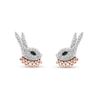 Disney Treasures Alice in Wonderland 0.145 CT. T.W. Diamond White Rabbit Earrings in Sterling Silver and 10K Rose Gold|Peoples Jewellers