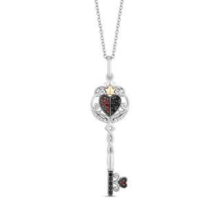 Disney Treasures Alice in Wonderland Garnet and 0.085 CT. T.W. Diamond Red Queen Pendent in Sterling Silver and 10K Gold|Peoples Jewellers