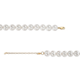 9.0-10.0mm Freshwater Cultured Pearl Strand Necklace with 14K Gold Extender and Clasp-19"|Peoples Jewellers