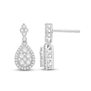 0.95 CT. T.W. Composite Pear-Shaped Diamond Frame Drop Earrings in 14K White Gold|Peoples Jewellers
