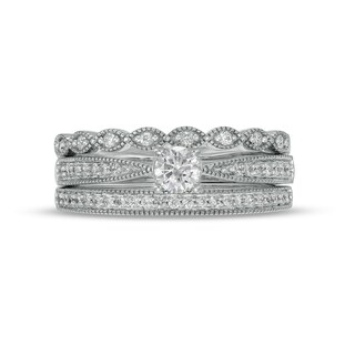 0.45 CT. T.W. Diamond Vintage-Style Three Piece Bridal Set in 10K Gold (J/I3)|Peoples Jewellers