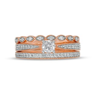 0.45 CT. T.W. Diamond Vintage-Style Three Piece Bridal Set in 10K Rose Gold (J/I3)|Peoples Jewellers