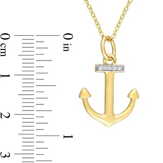 Diamond Accent Anchor Pendant in Sterling Silver with Yellow Rhodium|Peoples Jewellers