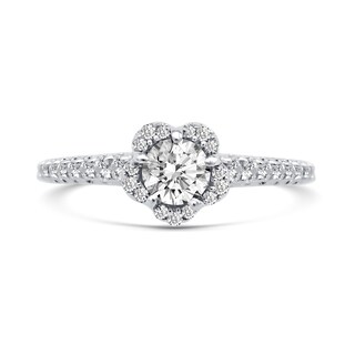0.66 CT. T.W. Diamond Flower Frame Engagement Ring in 14K White Gold|Peoples Jewellers
