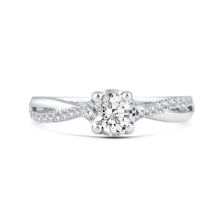 0.55 CT. T.W. Diamond Twist Shank Engagement Ring in 14K White Gold|Peoples Jewellers