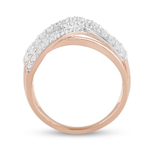 1.00 CT. T.W. Diamond Multi-Row Crossover Ring in 10K Rose Gold|Peoples Jewellers