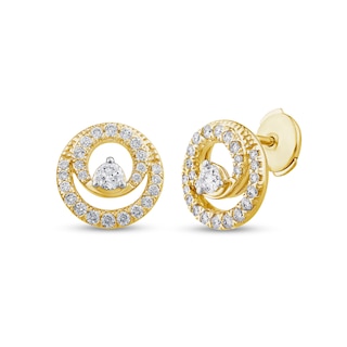 0.50 CT. T.W. Diamond Double Circle Stud Earrings in 10K Gold|Peoples Jewellers