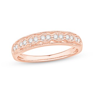 0.18 CT. T.W. Diamond Scallop Edge Anniversary Band in 10K Rose Gold|Peoples Jewellers