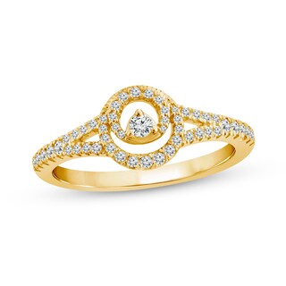 0.25 CT. T.W. Diamond Double Circle Split Shank Ring in 10K Gold|Peoples Jewellers
