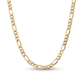 7.3mm Figaro Chain Necklace in Hollow 14K Gold