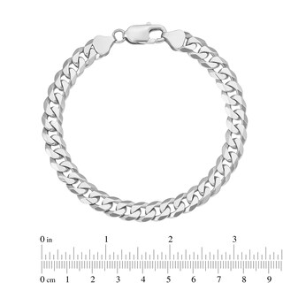 8.0mm Curb Chain Bracelet in Solid 14K White Gold - 8"|Peoples Jewellers