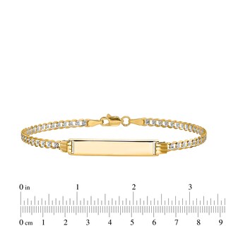 Rectangular ID and 5.2mm Diamond-Cut Solid Curb Chain Bracelet in 14K  Two-Tone Gold - 7|Peoples Jewellers