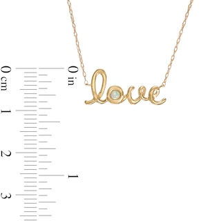 Bezel-Set Lab-Created Opal Cursive "love" Necklace in 10K Gold - 20"|Peoples Jewellers