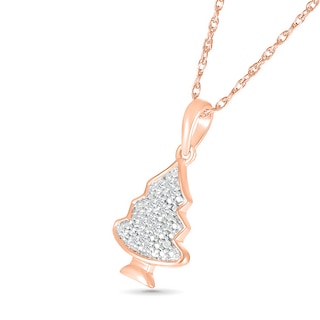 0.04 CT. T.W. Diamond Christmas Tree Pendant in Sterling Silver with 14K Rose Gold Plate|Peoples Jewellers