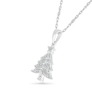 0.04 CT. T.W. Diamond Christmas Tree Pendant in Sterling Silver|Peoples Jewellers