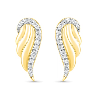 0.04 CT. T.W. Diamond Angel Wings Stud Earrings in Sterling Silver with 14K Gold Plate|Peoples Jewellers