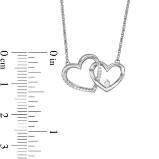 0.10 CT. T.W. Diamond Interlocking Hearts Necklace in Sterling Silver|Peoples Jewellers
