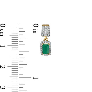 Emerald-Cut Emerald and 0.25 CT. T.W. Diamond Frame Drop Earrings in 14K Gold|Peoples Jewellers