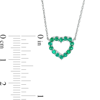 Lab-Created Emerald Mini Heart Outline Necklace in 10K White Gold|Peoples Jewellers