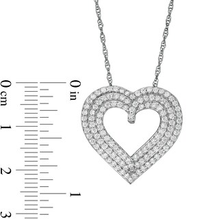 1.00 CT. T.W. Diamond Triple Row Heart Pendant in Sterling Silver|Peoples Jewellers