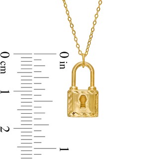 Diamond-Cut Lock Pendant in 10K Gold|Peoples Jewellers