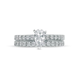 1.00 CT. T.W. Certified Canadian Pear-Shaped Diamond Bridal Set in 14K White Gold (I/I1)|Peoples Jewellers