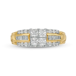 0.95 CT. T.W. Quad Princess-Cut Diamond Engagement Ring in 10K Gold|Peoples Jewellers