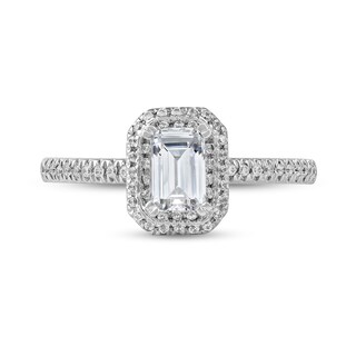 0.75 CT. T.W. Emerald-Cut Diamond Double Frame Engagement Ring in Platinum (I/SI2)|Peoples Jewellers