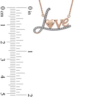 0.10 CT. T.W. Diamond "Love" with Heart Necklace in 10K Rose Gold|Peoples Jewellers