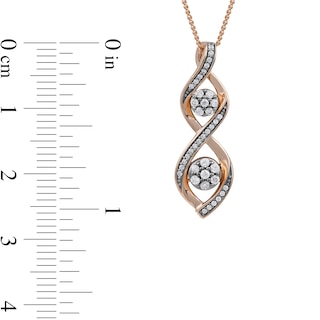 0.20 CT. T.W. Multi-Diamond Duo Cascading Frame Infinity Drop Pendant in Sterling Silver with 14K Rose Gold Plate|Peoples Jewellers