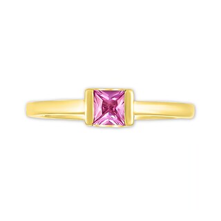 4.0mm Princess-Cut Pink Lab-Created Sapphire Channel-Set Ring in 10K Gold|Peoples Jewellers
