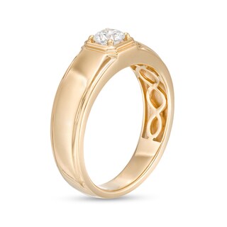 Men's 0.50 CT. Diamond Solitaire Raised Octagon Frame Wedding Band in 10K Gold|Peoples Jewellers