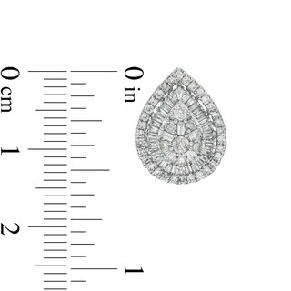 1.00 CT. T.W. Pear-Shaped Multi-Diamond Stud Earrings in 10K White Gold|Peoples Jewellers