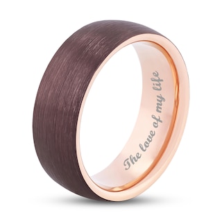 Men's 8.0mm Brushed Wedding Band in Tantalum with Brown and Rose Ion-Plate (1 Line)|Peoples Jewellers