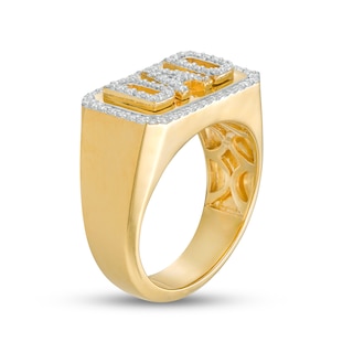 Men's 0.25 CT. T.W. Diamond Frame "DAD" Rectangle-Top Ring in 10K Gold|Peoples Jewellers
