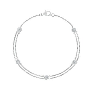 0.145 CT. T.W. Diamond Frame Station Bracelet in Sterling Silver - 7.5"|Peoples Jewellers