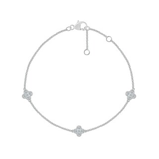 0.145 CT. T.W. Diamond Clover Station Bracelet in Sterling Silver - 7.5"|Peoples Jewellers