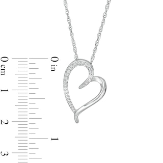 0.085 CT. T.W. Diamond Tilted Elongated Heart Pendant in 10K White Gold|Peoples Jewellers