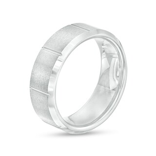 Men's 8.0mm Satin Vertical Grooved Wedding Band in Tantalum|Peoples Jewellers