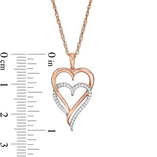 0.085 CT. T.W. Diamond Double Elongated Heart Entwined Pendant in Sterling Silver with 14K Rose Gold Plate|Peoples Jewellers
