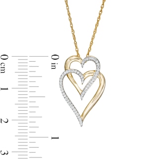 0.088 CT. T.W. Diamond Interlocking Double Elongated Heart Necklace in 10K Gold|Peoples Jewellers