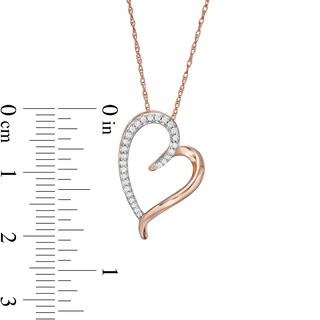 0.085 CT. T.W. Diamond Tilted Elongated Heart Pendant in 10K Rose Gold|Peoples Jewellers