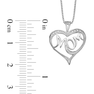 Diamond Accent Beaded "MOM" Loop Heart Pendant in Sterling Silver – 16"|Peoples Jewellers