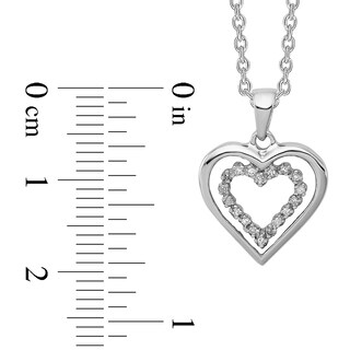 0.07 CT. T.W. Diamond Double Heart Pendant in Sterling Silver|Peoples Jewellers