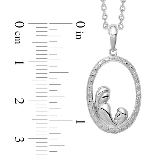 Diamond Accent Beaded Motherly Love Oval Pendant in Sterling Silver|Peoples Jewellers