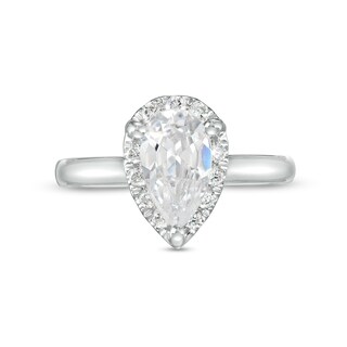 1.75 CT. T.W. Certified Pear-Shaped Lab-Created Diamond Frame Engagement Ring in 14K White Gold (F/SI2)|Peoples Jewellers