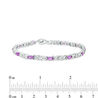 Marquise Amethyst and White Lab-Created Sapphire Double Infinity Link Line Bracelet in Sterling Silver – 7.5"|Peoples Jewellers